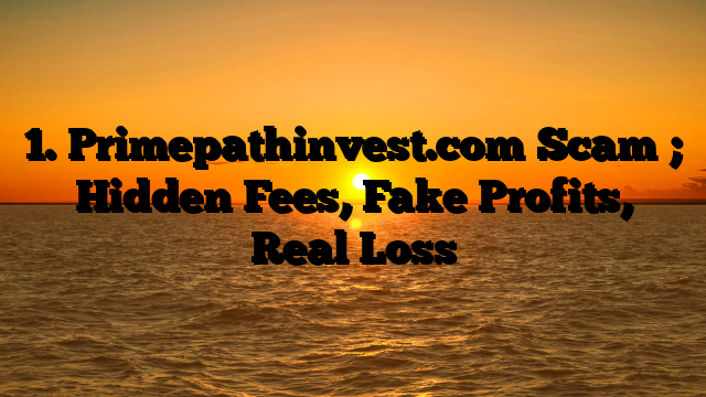 1. Primepathinvest.com Scam ; Hidden Fees, Fake Profits, Real Loss