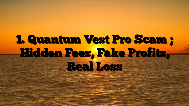 1. Quantum Vest Pro Scam ; Hidden Fees, Fake Profits, Real Loss
