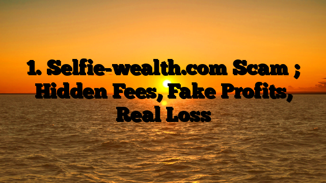 1. Selfie-wealth.com Scam ; Hidden Fees, Fake Profits, Real Loss