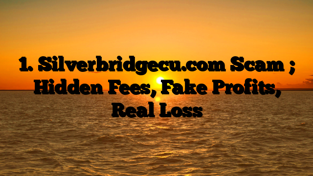 1. Silverbridgecu.com Scam ; Hidden Fees, Fake Profits, Real Loss