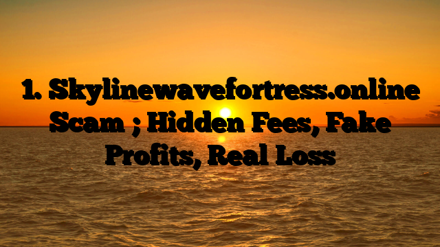 1. Skylinewavefortress.online Scam ; Hidden Fees, Fake Profits, Real Loss