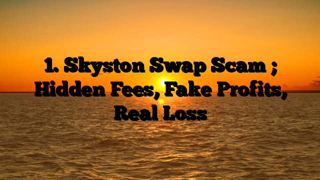 1. Skyston Swap Scam ; Hidden Fees, Fake Profits, Real Loss