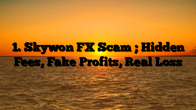 1. Skywon FX Scam ; Hidden Fees, Fake Profits, Real Loss
