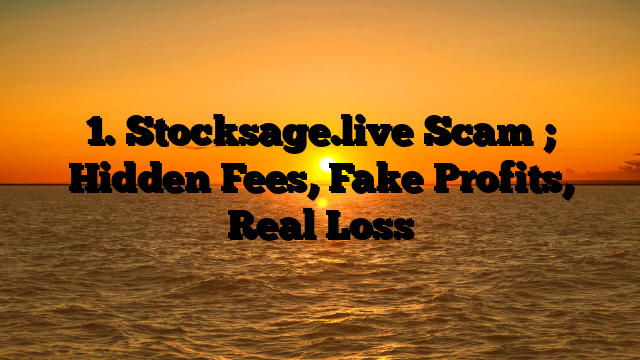 1. Stocksage.live Scam ; Hidden Fees, Fake Profits, Real Loss