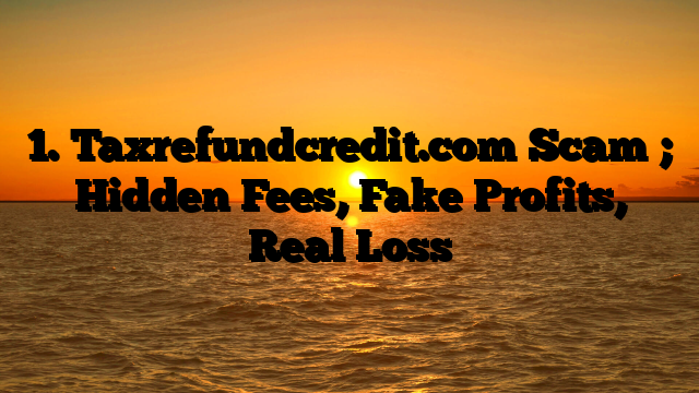 1. Taxrefundcredit.com Scam ; Hidden Fees, Fake Profits, Real Loss