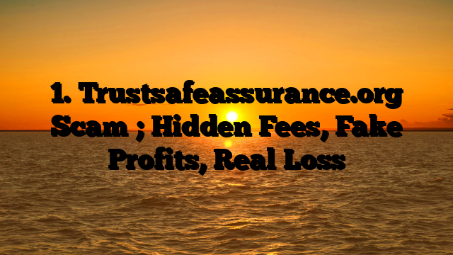 1. Trustsafeassurance.org Scam ; Hidden Fees, Fake Profits, Real Loss