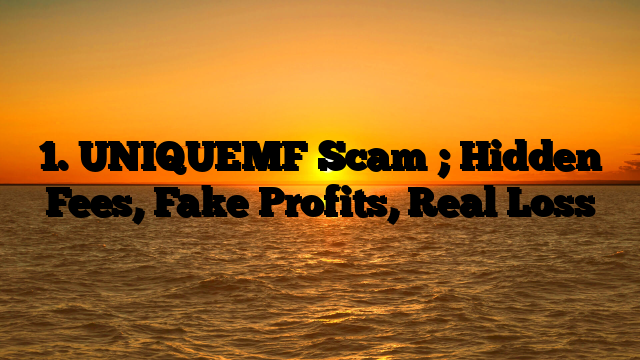 1. UNIQUEMF Scam ; Hidden Fees, Fake Profits, Real Loss