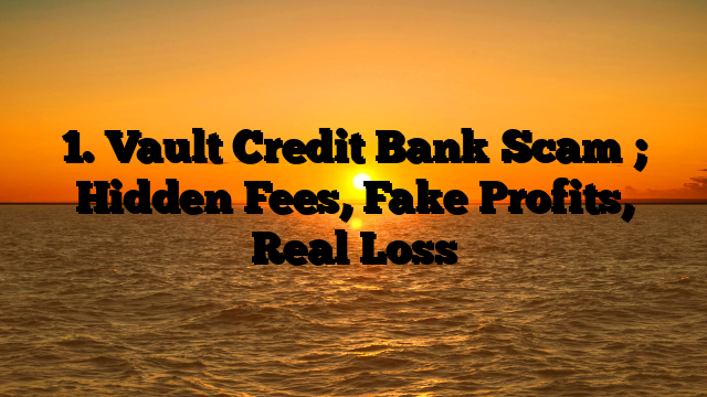 1. Vault Credit Bank Scam ; Hidden Fees, Fake Profits, Real Loss