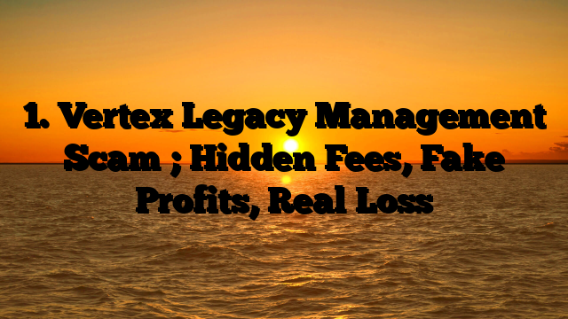 1. Vertex Legacy Management Scam ; Hidden Fees, Fake Profits, Real Loss