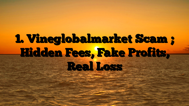1. Vineglobalmarket Scam ; Hidden Fees, Fake Profits, Real Loss