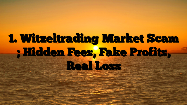 1. Witzeltrading Market Scam ; Hidden Fees, Fake Profits, Real Loss