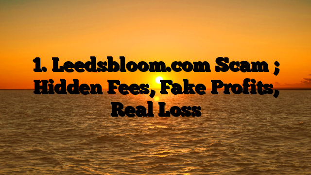 1. Leedsbloom.com Scam ; Hidden Fees, Fake Profits, Real Loss