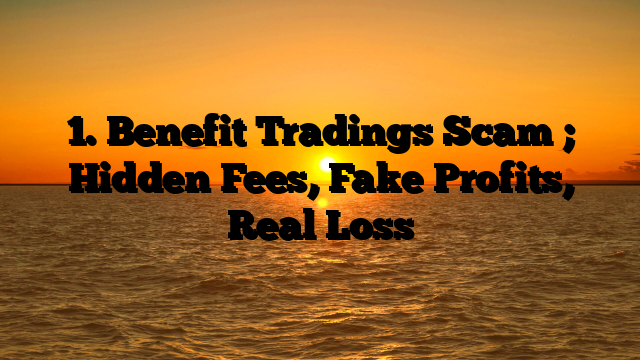 1. Benefit Tradings Scam ; Hidden Fees, Fake Profits, Real Loss