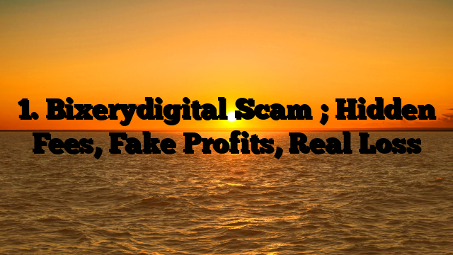 1. Bixerydigital Scam ; Hidden Fees, Fake Profits, Real Loss