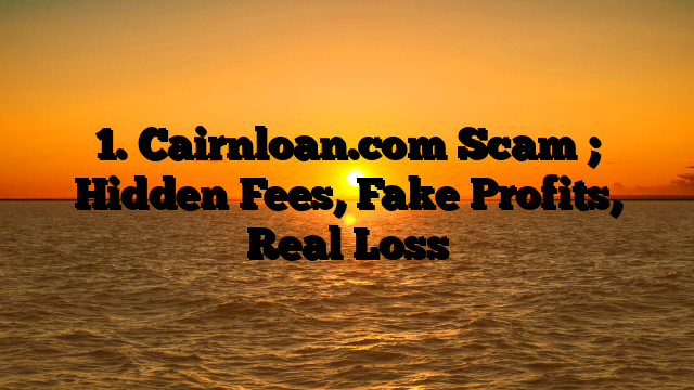 1. Cairnloan.com Scam ; Hidden Fees, Fake Profits, Real Loss