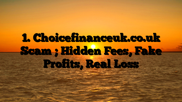 1. Choicefinanceuk.co.uk Scam ; Hidden Fees, Fake Profits, Real Loss