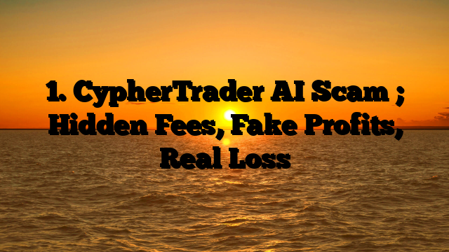 1. CypherTrader AI Scam ; Hidden Fees, Fake Profits, Real Loss