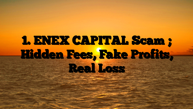 1. ENEX CAPITAL Scam ; Hidden Fees, Fake Profits, Real Loss