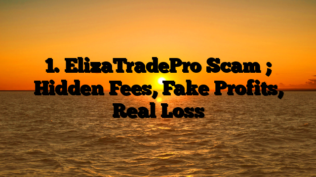 1. ElizaTradePro Scam ; Hidden Fees, Fake Profits, Real Loss