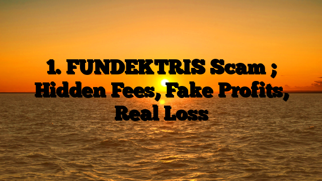 1. FUNDEKTRIS Scam ; Hidden Fees, Fake Profits, Real Loss