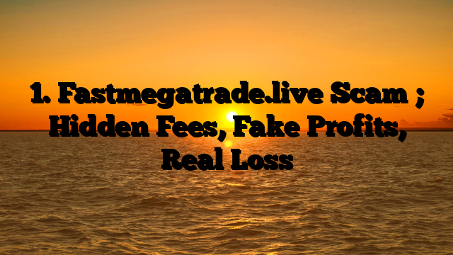 1. Fastmegatrade.live Scam ; Hidden Fees, Fake Profits, Real Loss