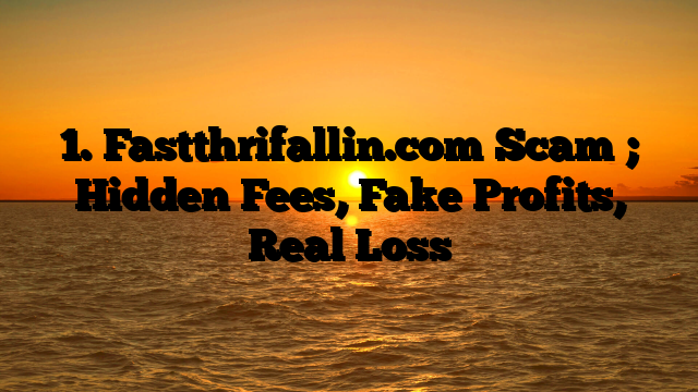 1. Fastthrifallin.com Scam ; Hidden Fees, Fake Profits, Real Loss