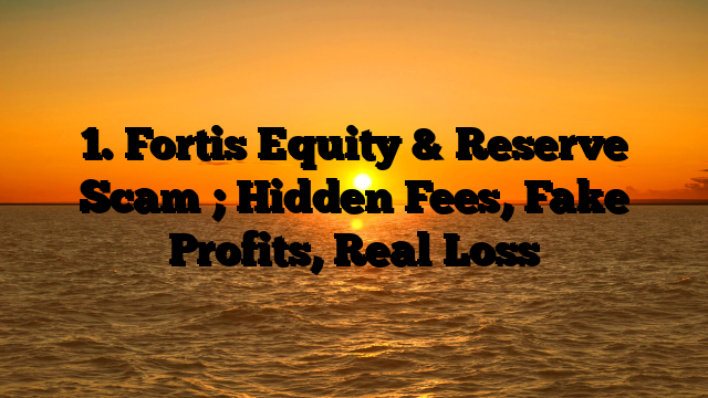 1. Fortis Equity & Reserve Scam ; Hidden Fees, Fake Profits, Real Loss