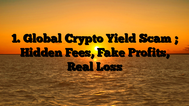 1. Global Crypto Yield Scam ; Hidden Fees, Fake Profits, Real Loss