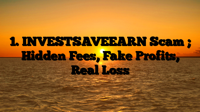 1. INVESTSAVEEARN Scam ; Hidden Fees, Fake Profits, Real Loss