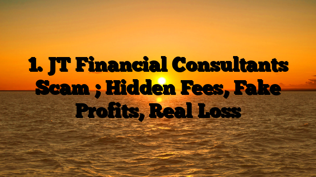 1. JT Financial Consultants Scam ; Hidden Fees, Fake Profits, Real Loss