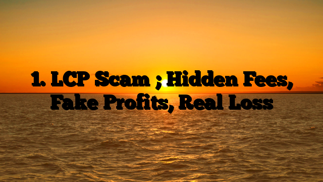 1. LCP Scam ; Hidden Fees, Fake Profits, Real Loss