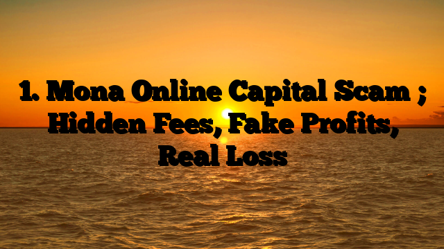 1. Mona Online Capital Scam ; Hidden Fees, Fake Profits, Real Loss