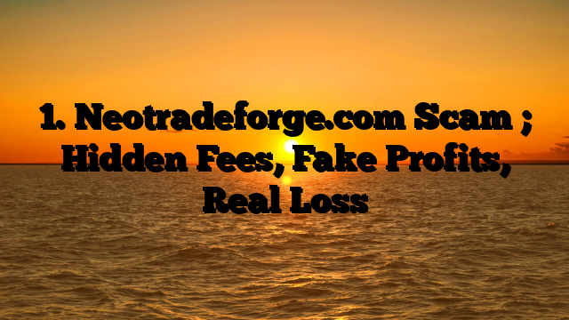 1. Neotradeforge.com Scam ; Hidden Fees, Fake Profits, Real Loss