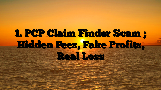 1. PCP Claim Finder Scam ; Hidden Fees, Fake Profits, Real Loss