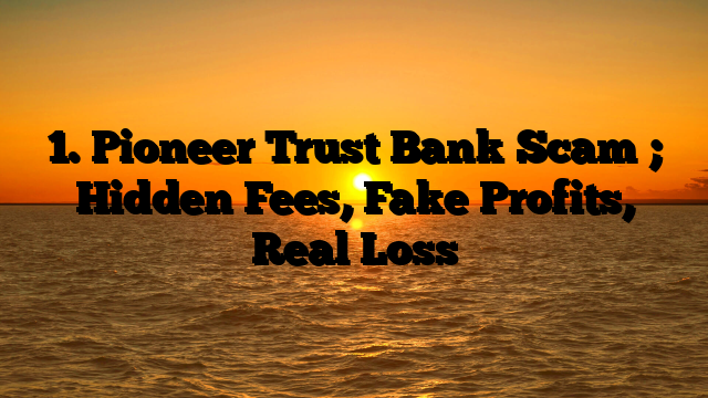 1. Pioneer Trust Bank Scam ; Hidden Fees, Fake Profits, Real Loss