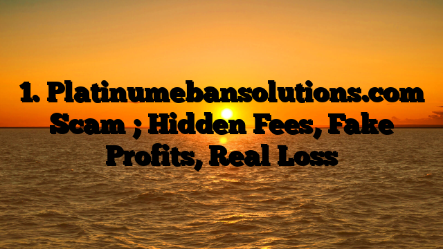 1. Platinumebansolutions.com Scam ; Hidden Fees, Fake Profits, Real Loss