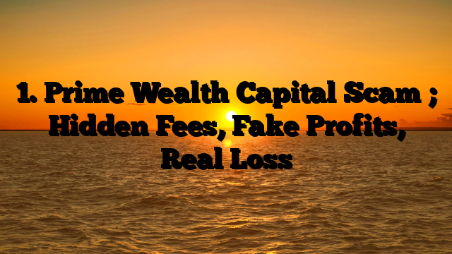 1. Prime Wealth Capital Scam ; Hidden Fees, Fake Profits, Real Loss