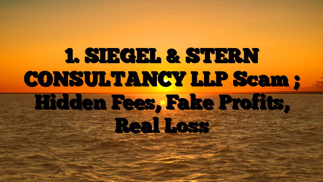 1. SIEGEL & STERN CONSULTANCY LLP Scam ; Hidden Fees, Fake Profits, Real Loss