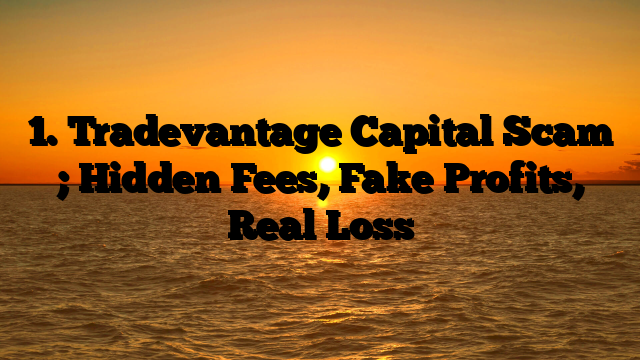 1. Tradevantage Capital Scam ; Hidden Fees, Fake Profits, Real Loss