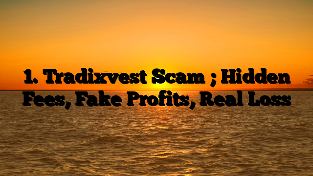 1. Tradixvest Scam ; Hidden Fees, Fake Profits, Real Loss