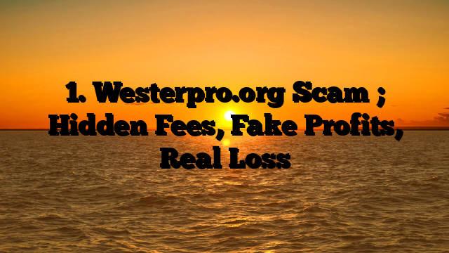 1. Westerpro.org Scam ; Hidden Fees, Fake Profits, Real Loss