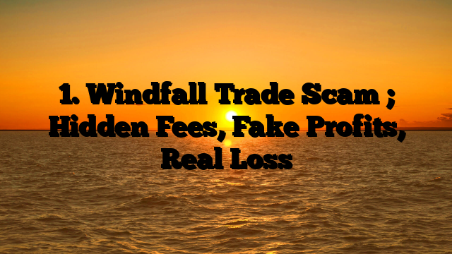 1. Windfall Trade Scam ; Hidden Fees, Fake Profits, Real Loss
