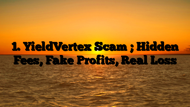 1. YieldVertex Scam ; Hidden Fees, Fake Profits, Real Loss