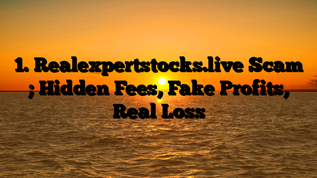 1. Realexpertstocks.live Scam ; Hidden Fees, Fake Profits, Real Loss