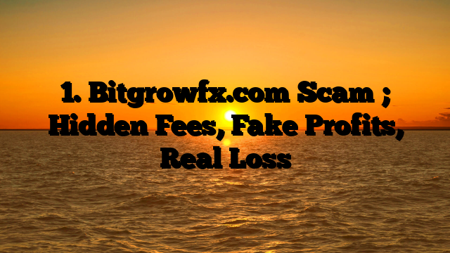 1. Bitgrowfx.com Scam ; Hidden Fees, Fake Profits, Real Loss