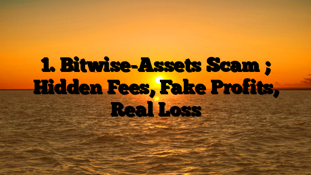 1. Bitwise-Assets Scam ; Hidden Fees, Fake Profits, Real Loss