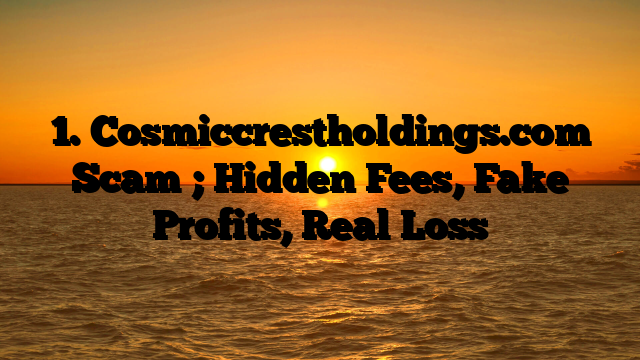 1. Cosmiccrestholdings.com Scam ; Hidden Fees, Fake Profits, Real Loss