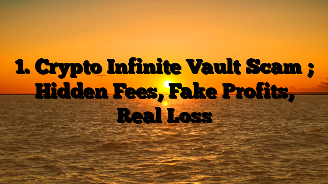 1. Crypto Infinite Vault Scam ; Hidden Fees, Fake Profits, Real Loss