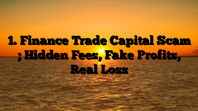 1. Finance Trade Capital Scam ; Hidden Fees, Fake Profits, Real Loss