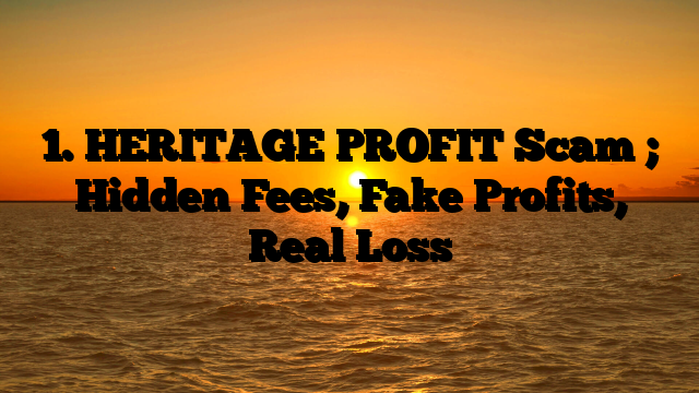 1. HERITAGE PROFIT Scam ; Hidden Fees, Fake Profits, Real Loss